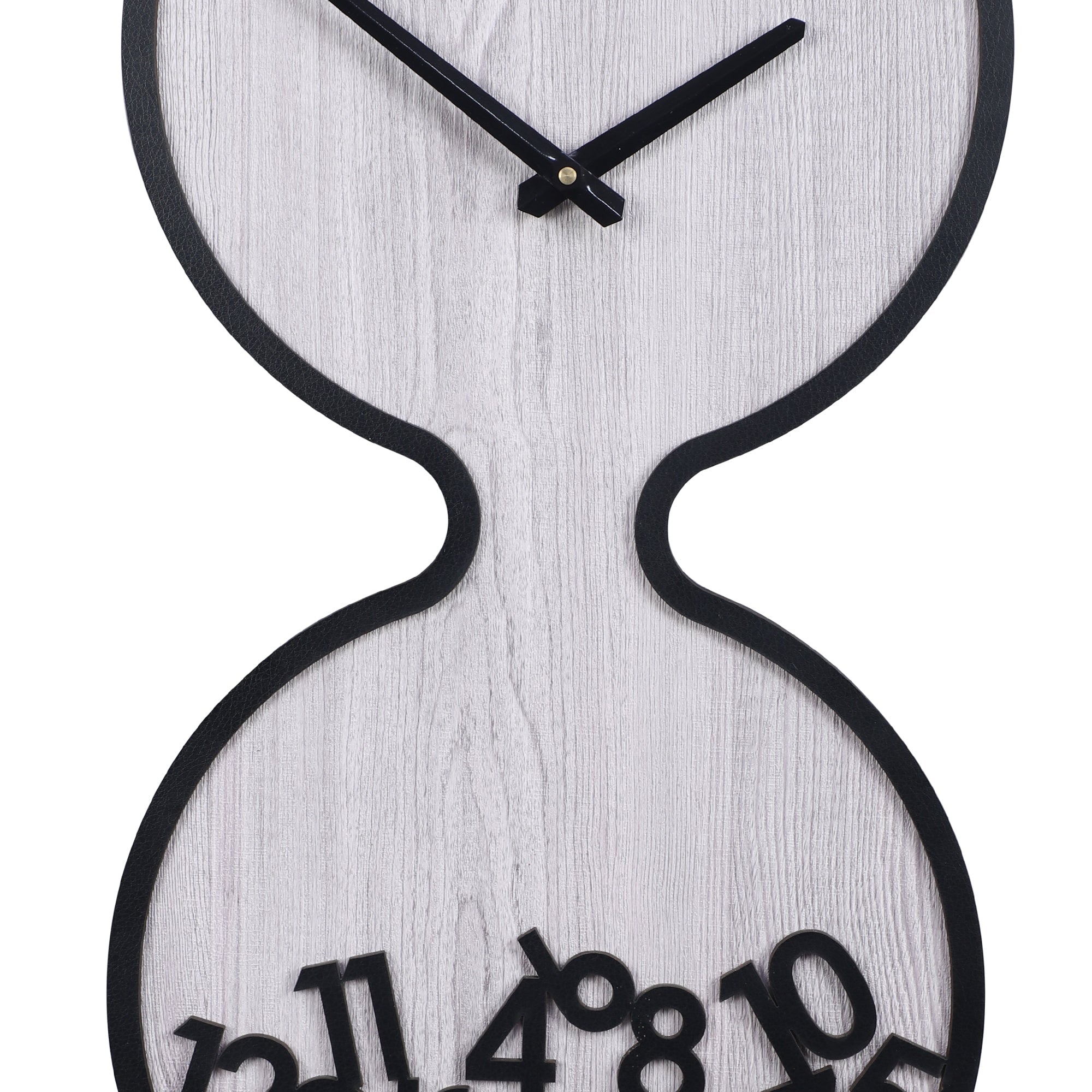 Grey Wooden Hourglass Wall Clock with Black Accents