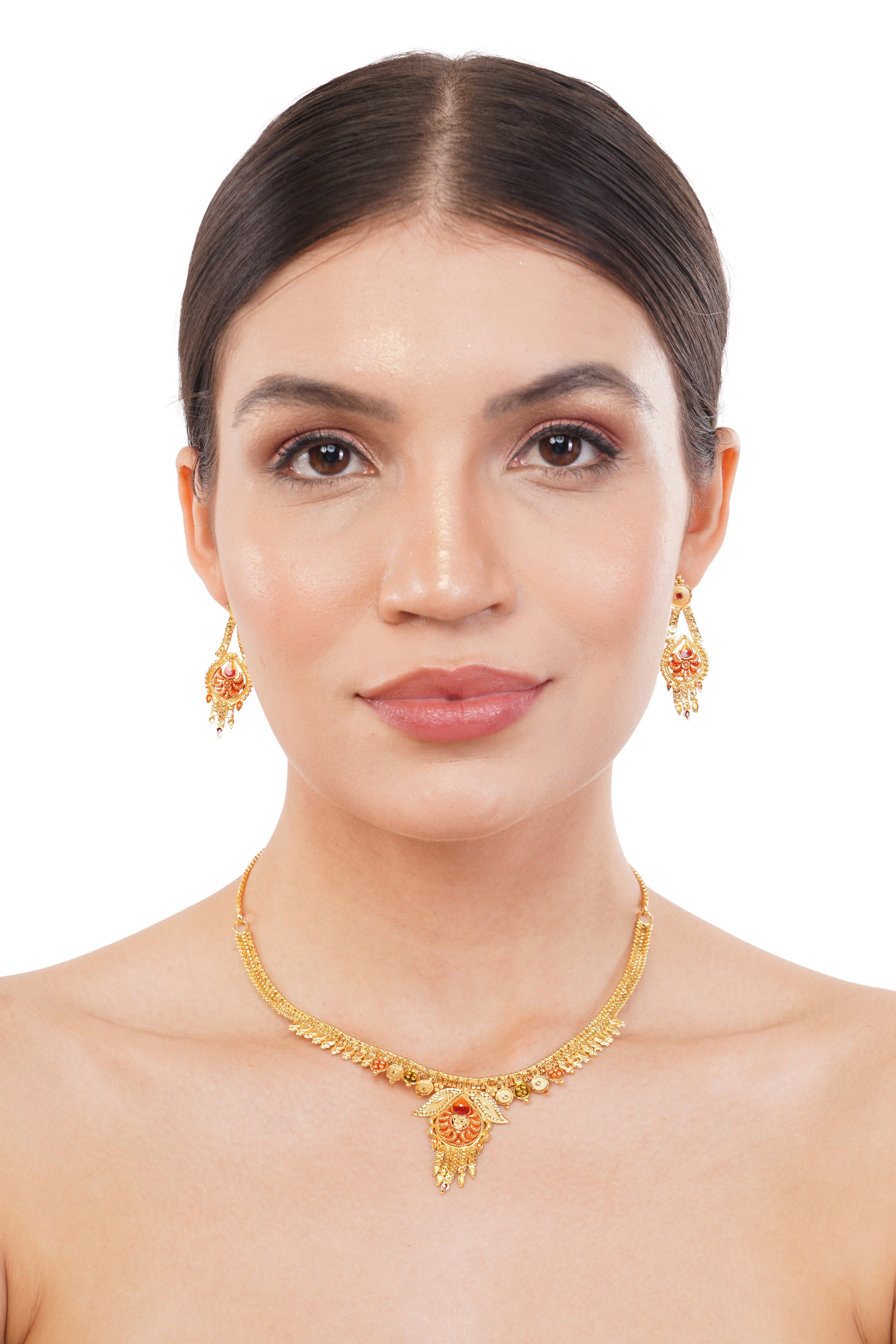1Gm Gold Rani Haar Necklace and Earring Set
