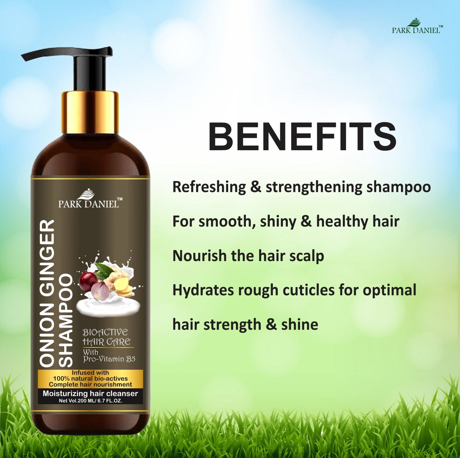 Park Daniel Pure and Natural Aloe Vera Oil & Onion Ginger Shampoo Hair Care Combo Pack Of 2 bottle of 200 ml(400 ml)