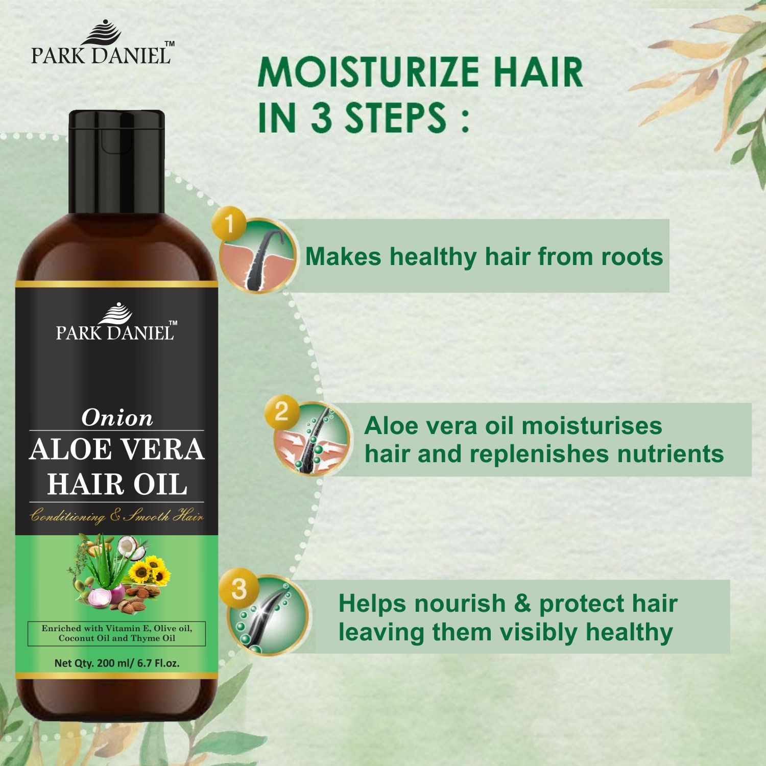 Park Daniel Pure and Natural Aloe Vera Oil & Onion Ginger Shampoo Hair Care Combo Pack Of 2 bottle of 200 ml(400 ml)